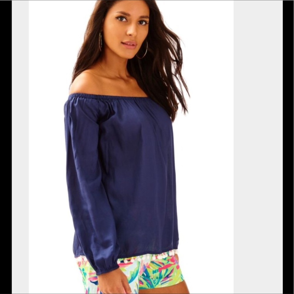 Lilly Pulitzer Navy Enna Off shoulder top